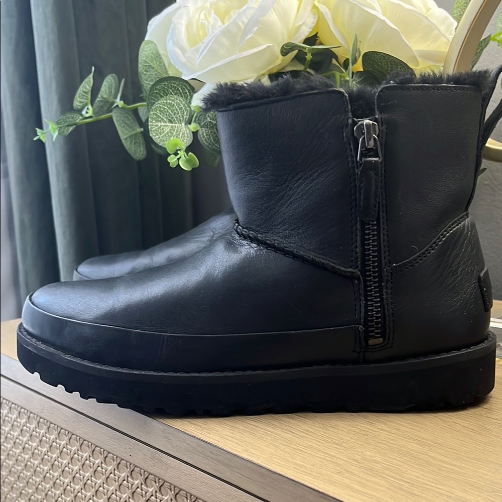 UGG mini black leather boot